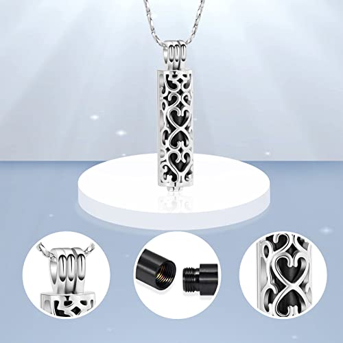 Imrsanl Stainless Steel Cremation Jewelry Ashes Cylinder Vial Urn Necklace For Ashes Charm Memorial Keepsake Cremation Pendant Jewelry (Black) #TOP2