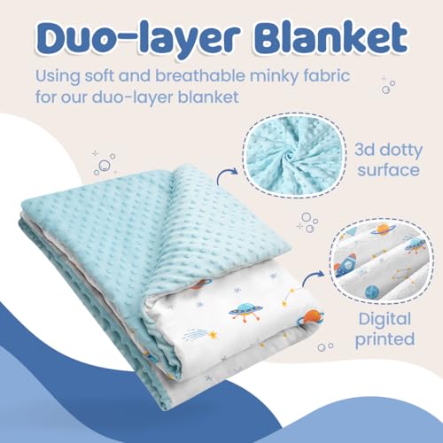 Image of SANDJEST Outer Space Minky Blanket 30 x 40 Inches, Gift for Christmas Birthday