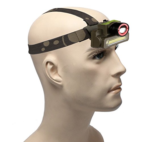 Image of DOCOSS-2 in 1 Ultra Bright -Zoomable Waterproof Rechargeable Pvc Plastic Head Torch Weatherproof Led Flash Light Spotlight Rechargable for Camping Cycling Caving Hiking Hunting Trekking