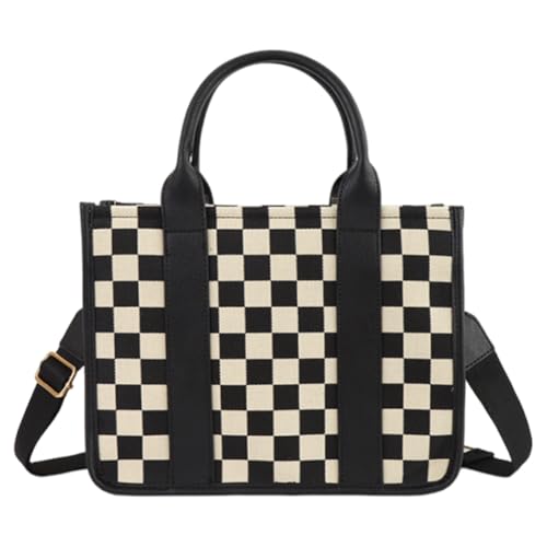 Image of Checkered Tote Bag for Women - Plaid Handbag Checkerboard Crossbody Shoulder Bag Trendy Checkered Tote Purse
