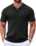 COOFANDY Mens Polo Shirts Short Sleeve Collared Knit Polo Casual Golf Polo Shirt for Men Black