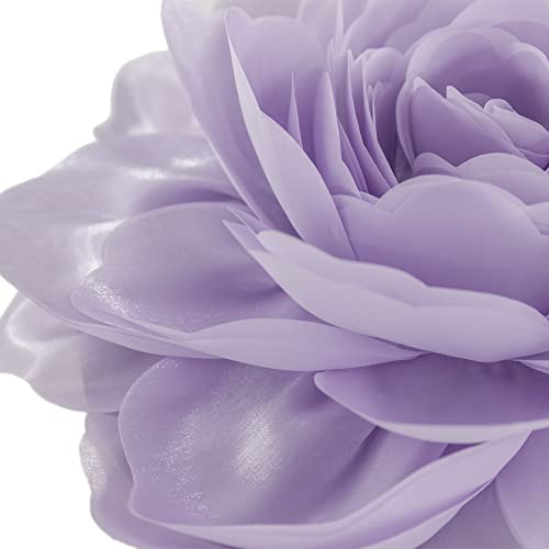 Image of JWH 3D Flower Throw Pillow Covers Aesthetic Decorative Stereo Floral Accent Pillow Cases Round Cushion Rose Pillowcase for Bedroom Bed Couch Chair Car 12 Inch Light Purple