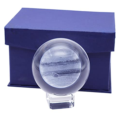 Image of 3 Inch /80MM Jupiter Crystal Ball, Display Globe Full Sphere Glass Paperweight with Clear Stand 3D Laser Engraved Glass Ball Sphere(Gifted Box Package)
