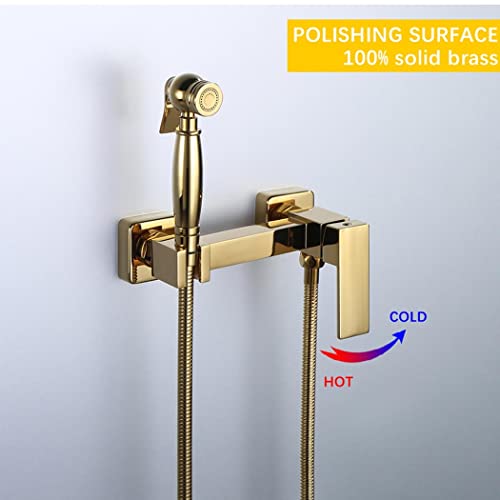 Rociador de bidé de latón dorado para baño elegante con agua regulable 4