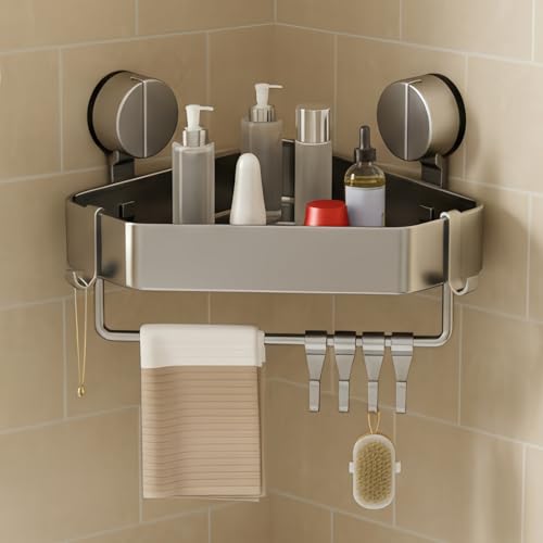 Estante de ducha inoxidable e impermeable de aluminio con ventosas 3