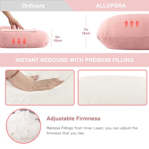 Image of ALLOPERA Pregnancy Pillow, Full Body 57 Inch Maternity Pillow with Removable Washable Cover - Sleep Support for Legs, Back, Neck, Shoulder, HIPS, Belly for Pregnent Women, Pink Milk Fiber Cover