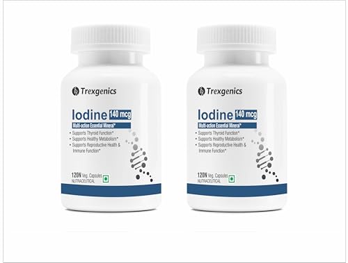Image of Trexgenics Iodine 140 mcg from Potassium Iodide Multi-Action Mineral for Thyroid Function, Metabolism, Immunity (240 Veg Capsules)