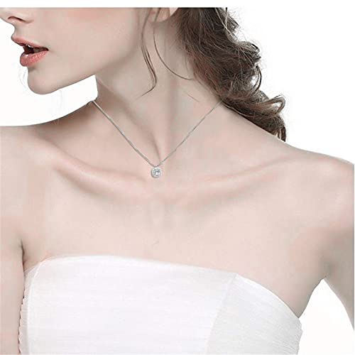 Exquisite Necklace Square Diamond Sterling Silver Necklace Clavicle Chain Jewelry Pendant Gift for Ladies 1pc3