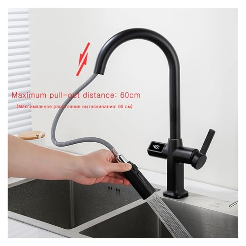Robinet de cuisine pivotant pour évier îlot central moderne gris anthracite - 5