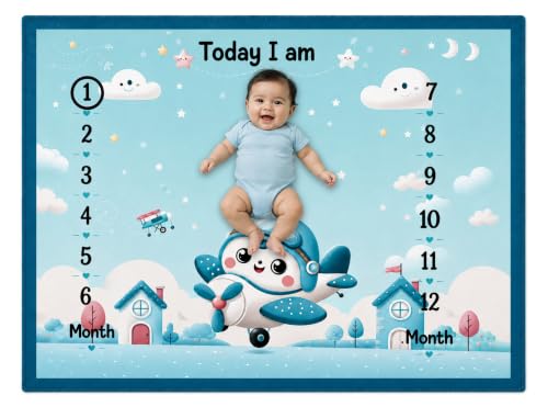 Image of NEW COMERS Milestone Baby Blanket for All Season Play Mat, Super Soft Foam | 3 Layer Thick Mat Blankets for Kids /New Born Monthly Photoshoot