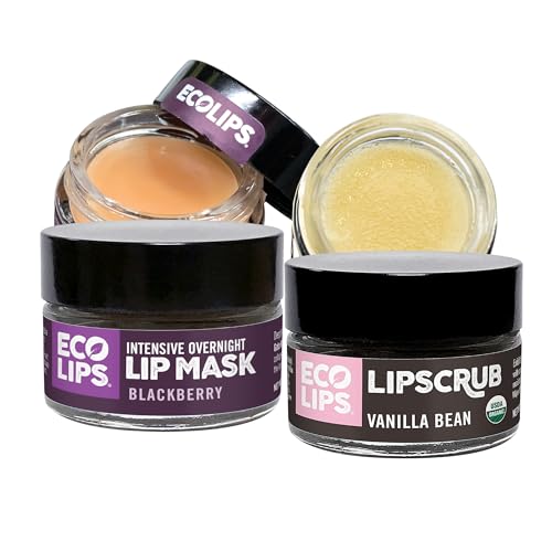 Eco Lips Vanilla Bean Sugar Lip Scrub + Intensive Overnight Lip Mask, 2pk