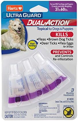 Hartz UltraGuard Dual Action Topical Flea & Tick Treatment for Dogs and Puppies - 31-60lbs, 3 Monthly Treatments