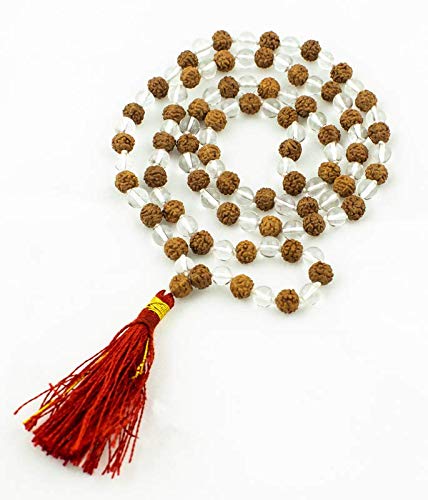 Trideva Blessings Rudraksha and Sphatik Mala/Rudraksha and Crystal Quartz Rosary- 6.0 mm (B08JQJHM4K) Amazon Price History, Amazon Price Tracker