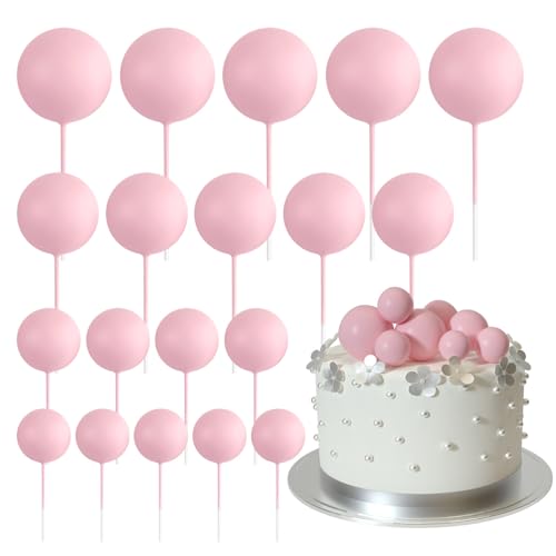 ASTARON 20 Piezas Adornos de Bolas para Pasteles Mini Globos Adornos para Pasteles Bolas Selecciones para Pasteles para Decoraciones de Pasteles de Cumpleaños y Bodas (Rosa claro)