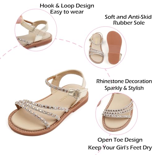 Image of PHIRAMIN Toddler Girl Sandals - Flower Girl Dress Shoes Open Toe Little Kid Flats
