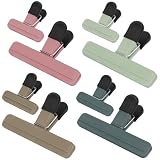 TACGEA Chip Clips, 8 Pack Food Clips, Upgrade Wide Open Bag Clip for Food Storage with Air Tight Seal Grip Neutral Color (4 x L, 4 x S)