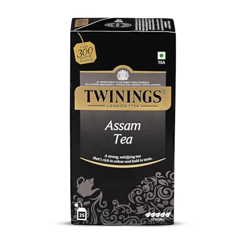 Image of Twinings Assam Tea, 25 Tea Bags, Pack of 1, Strong Strength, Full-bodied, Malty and Robust Flavour, Handpicked Leaves, Enjoy a Hot Cup of Premium Black Tea