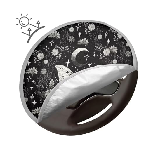 Image of Gothic Butterfly Steering Wheel Sunshade Cover Universal Car Accessories Anti Heat Automotive Steering Wheel Heat Shield Cover Reflect UV Sun and Heat 17 inch for Car Truck SUV