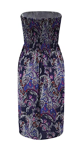 Image of Zyyfly Tube Top Dress Women Summer Beach Coverup Stretch Smocked Strapless Dress