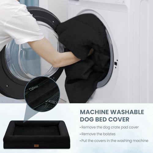 Image of XL Orthopedic Dog Bed Waterproof for Extra Large Size Dogs | 360 Degree Bolster Support, Egg Crate Foam, Waterproof Liner, Non-Slip Bottom, Machine Washable Cover, 41 x 29 Inch