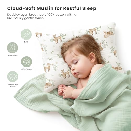 Konssy 2 Pack Muslin Toddler Pillowcases, Soft Baby Pillow Cases, 13"x18" - image 2