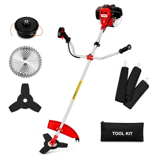 Image of AGRIPRO AG-5300 52CC Petrol Brush Cutter | Includes 40T Blade, 3T Blade, Tap & Go Head, Harness Belt & Tool Kit | Grass, Weed & Crop Cutting