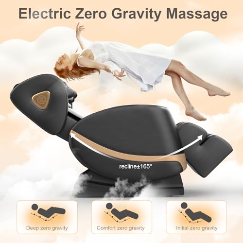 FURNIMAT 2025 Massage Chair Full Body, Zero Gravity Massage Chair with 10 Fix Rollers, Heating, Foot Massage, Auto Modes, Bluetooth Speaker, Touch Screen Controller (Classic Black)