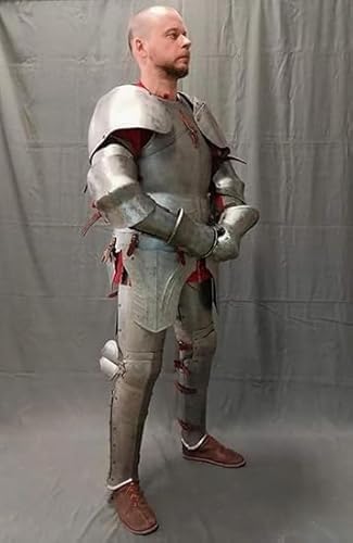 15th Century Milanese Knight Full Plate Armor Suit – Wearable Medieval Steel Armor with Helmet, Gauntlets & Greaves – LARP, Renaissance Faire, Cosplay, Display.