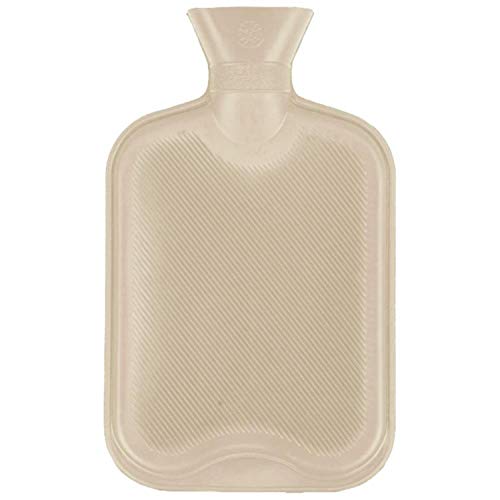 T&B® - Botella de agua caliente (2 L), diseño tradicional en forma de píldora, hecha con goma natural, con tapa segura a prueba de fugas, perfecta para aliviar el dolor en casa o en la cama.