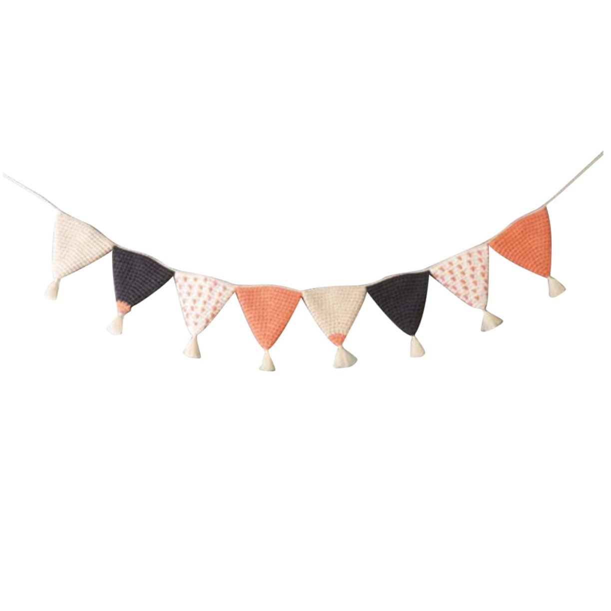 Toyvian 2piezas Banderines De Triángulo De Algodón Para Decoración De Cumpleaños y Shower Guirnalda De Crochet Para Habitaciones Infantiles Naranja
