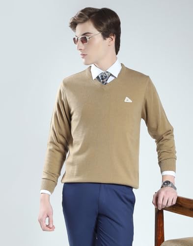 Image of Monte Carlo Men's Regular Fit Pullover | Solid V Neck Style | Full Sleeves Pull On | Warm & Stylish Winter Fashion Sweater | Winter Sweater for Men's