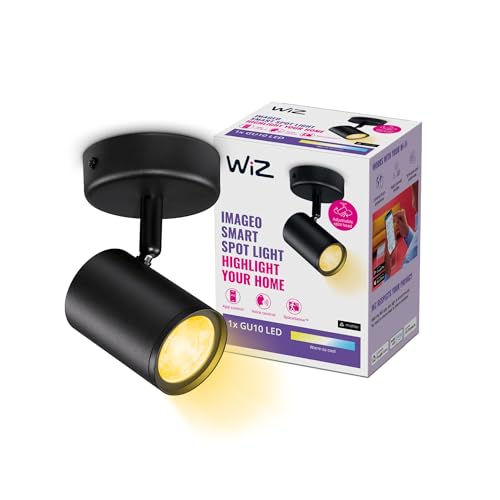 WiZ Faretto Smart Imageo WiFi, Luce Bianca da Calda a Fredda Dimmerabile, 5W, Nero, Tecnologia SpaceSense, Controllo Vocale (Alexa, Apple HomeKit, Google Home)