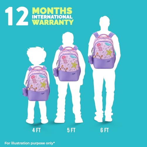 Image of Skybags Ruby Soft Feel Fabric 3 Compartments 2 Bottle Pockets Detachable Happy Pouch 22 Liters School Backpack For Girls