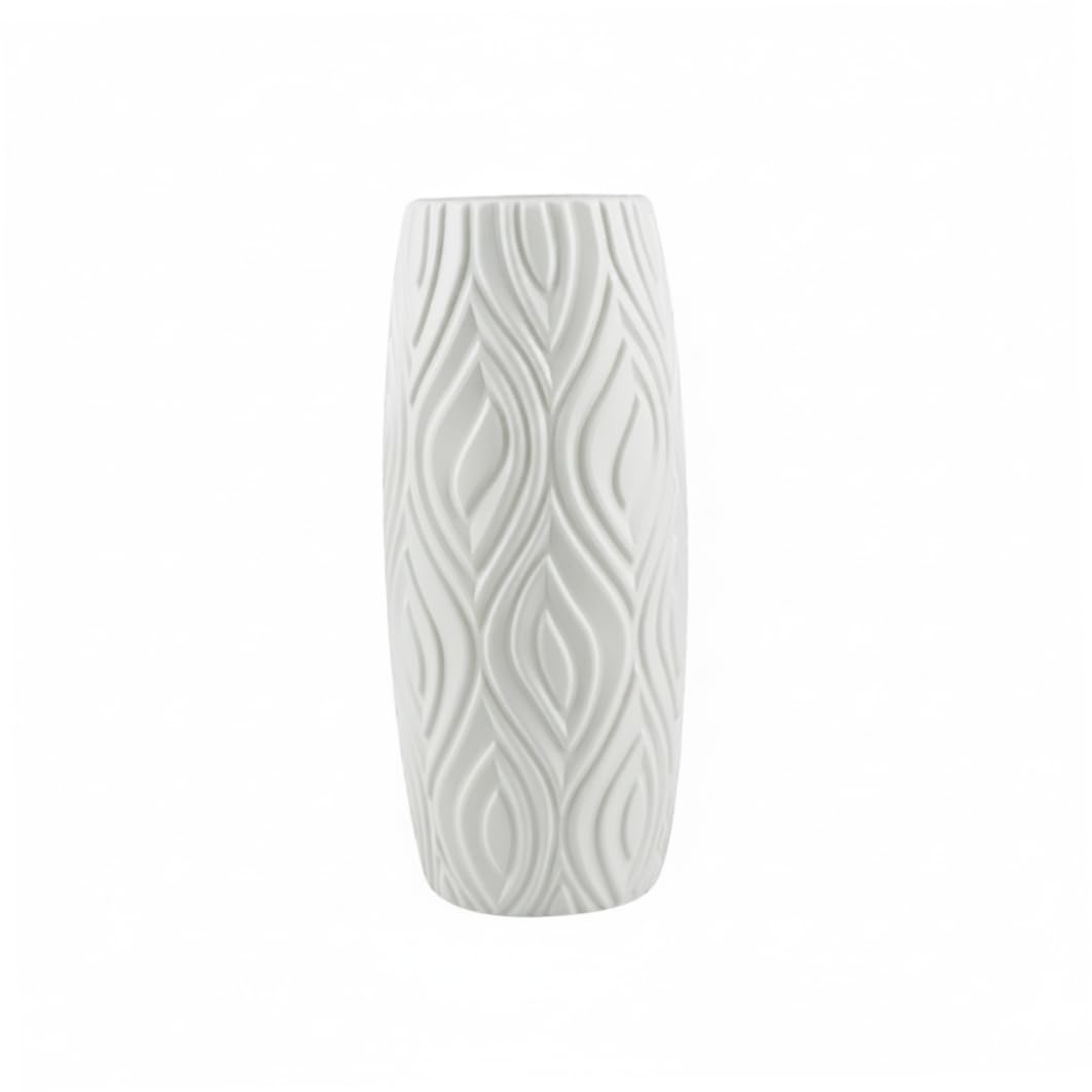 Xdyyjrasa Small Vase for Flowers - 3.15x9.06 Inch Unbreakable Plastic Vase, Ceramic-Look Nordic Style Decor for Living Room, 8x23cm(White)