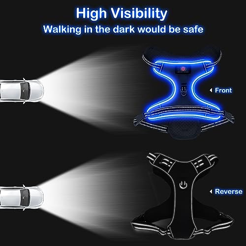Image of Light Up Dog Harness, Rechargeable LED Dog Vest for Night Walking