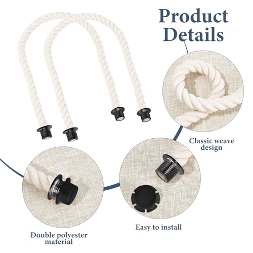 Image of GORGECRAFT 25.2 Inch Practical Rope Handle with Canvas Insert Handbag Strap Bag Braided Band Repair Replacements for Female Handbag Canvas Tote Purse Practical Accessories, Light Goldenrod Yellow