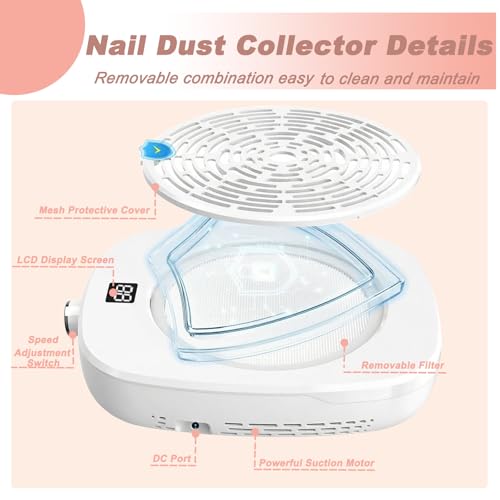 Extractor de Polvo para Uñas con Ventilador y Velocidad Ajustable miniatura 3