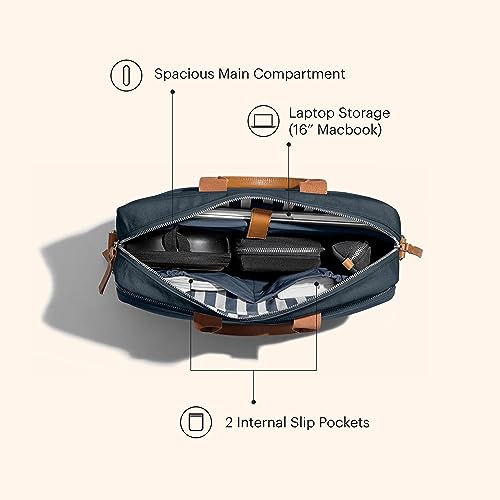 Image of DailyObjects 100% Cotton Canvas Commute Laptop Messenger Bag (19L) for Men & Women | Travel Shoulder With Trolley Sleeve | Metal Zip Closure | Leather Handles | Padded Laptop Compartment For 16 inch