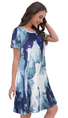 Image of Summer Dresses for Women Casual Tshirt Short Sleeve Floral Sundress Beach Cover Ups with Pockets 2026