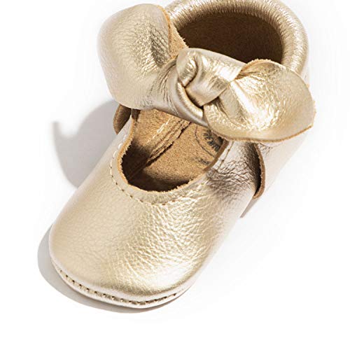 Freshly Picked Newborn Knotted Bow Moccasin Platinum #TOP2