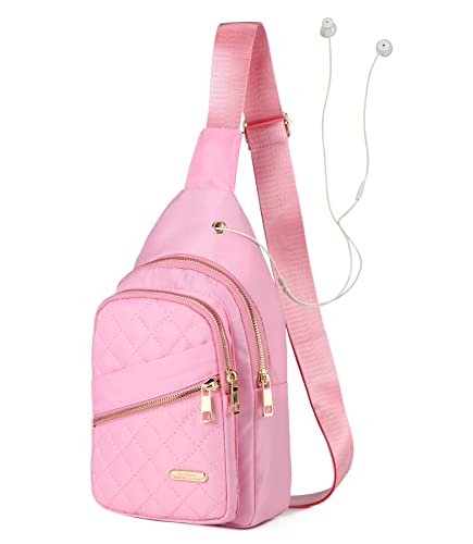 Image of AOSTIHOT Small Crossbody Bags Sling Bag for Women, Sling Backpack Chest Daypack Cross Body for Travel Casual Running Hiking Pink