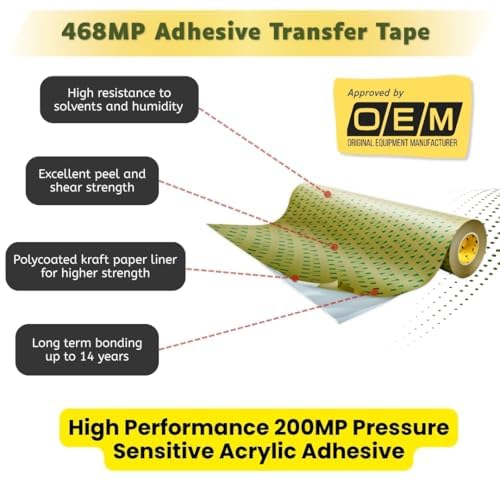 Made with 468MP Extra-Thin Double-Sided Transfer Tape, Transparent, for Electronics, LCDs, DIY, Cell Phones, touchscreens, and 3D Printers. (9mmx10 Meter)