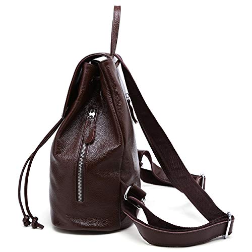 Image of BOYATU Women's Full-Grain Leather Backpack Purse, Minimal Structured Design, Work Commuter & City Travel, Compact Everyday Essentials, Fashion RFID Pocket Bag (Coffee Brown)