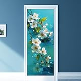 arricraft 2 adesivi autoadesivi per porta, 80 x 200 cm, motivo marzo con fiori di ciliegio, adesivi per porte in PVC, carta da parati rimovibile, decorazione per camera da letto e soggiorno