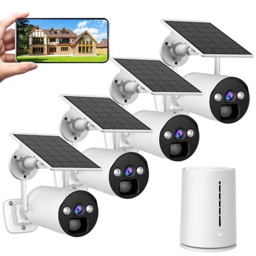 Camcamp 2K/3MP überwachungskamera aussen solar Set,100% kabellose Kamera...
