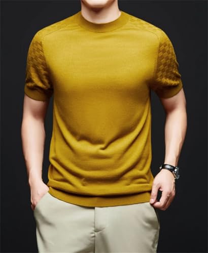 Bollrllr 2024 Winter Men's Sweater Fashion Slim Fit Knitted Pullover Sweater Short Sleeve Warm Sweater3