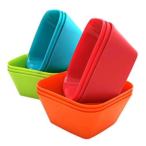 Small Square Bowls Plastic Dishwasher Safe Bpa-Free For Cereal|Unbreakable 24-Ounce Set Of 12 In Multi Colors #TOP1