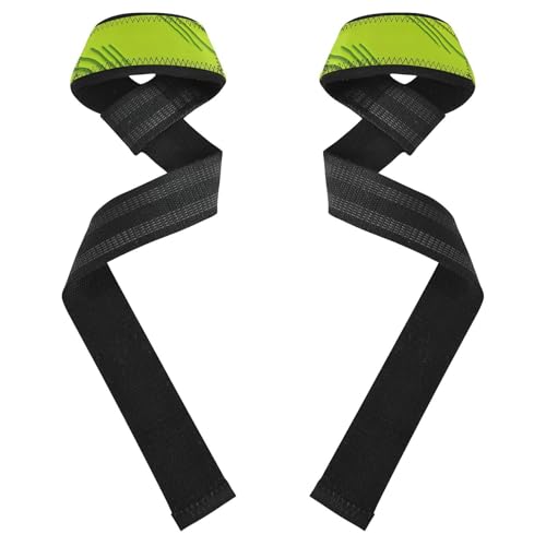 Nander Green Background Wrist Straps for Weightlifting,Lifting Straps with Neoprene Cushioned Wrist Padded and Anti-Skid Silicone for Strength Training,Bodybuilding,Deadlifting