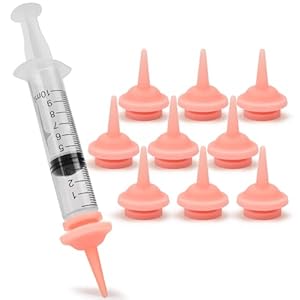10 Packs of Original Pet Feeding Nipple for Kitten and Puppy Silicone Feeding Pacifier for Pets and Wildlife – Includes One 1-10ml Syringe