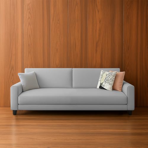Image of Casaliving Kaven 3 Seater Sofa Set for Living Room (Grey Colour Fabric) Premium Fabric Sofa